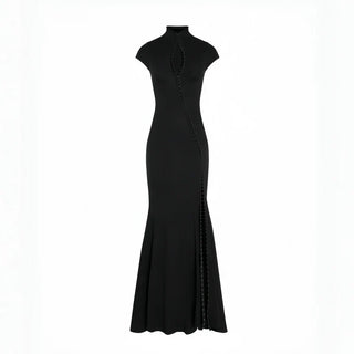 Andrea - Vestido maxi negro con abertura