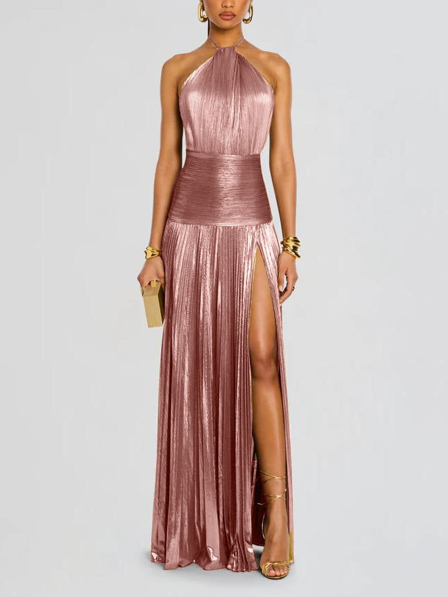 Oriana - Vestido metalizado con espalda descubierta