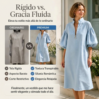 Amaia - Vestido midi con media cremallera y mangas abullonadas