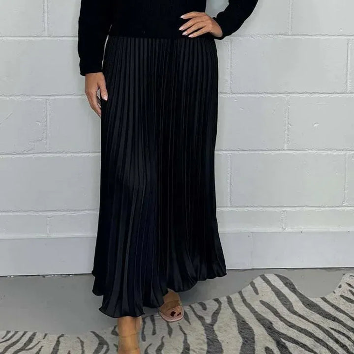Claudia - Vestido maxi con jersey y falda plisada