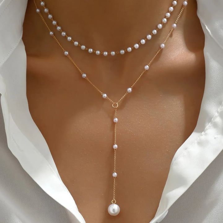 Collar de perlas en capas