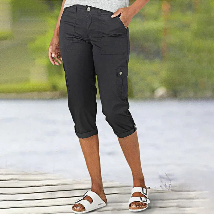 Inés - Pantalón corto casual elástico con bolsillos