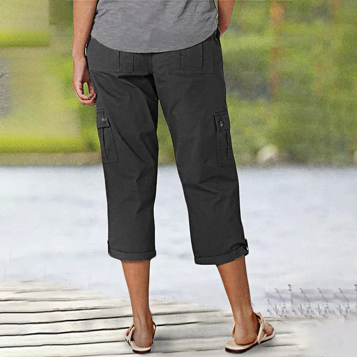 Inés - Pantalón corto casual elástico con bolsillos