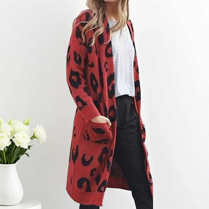 Valeria - Cárdigan largo con estampado de leopardo