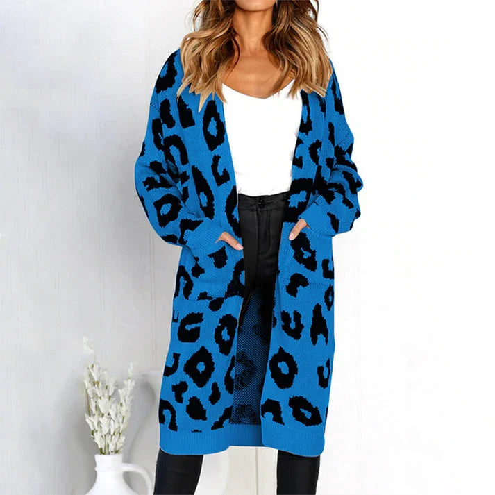 Valeria - Cárdigan largo con estampado de leopardo